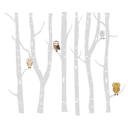 Cute Owls Hanging on a Tree with Snow Theme Art Design for Relaxing Room Vinyl Wall Decal - Beautiful Snowy Design with Birds Artwork for Living Room Wall Decoration 28" x 21"