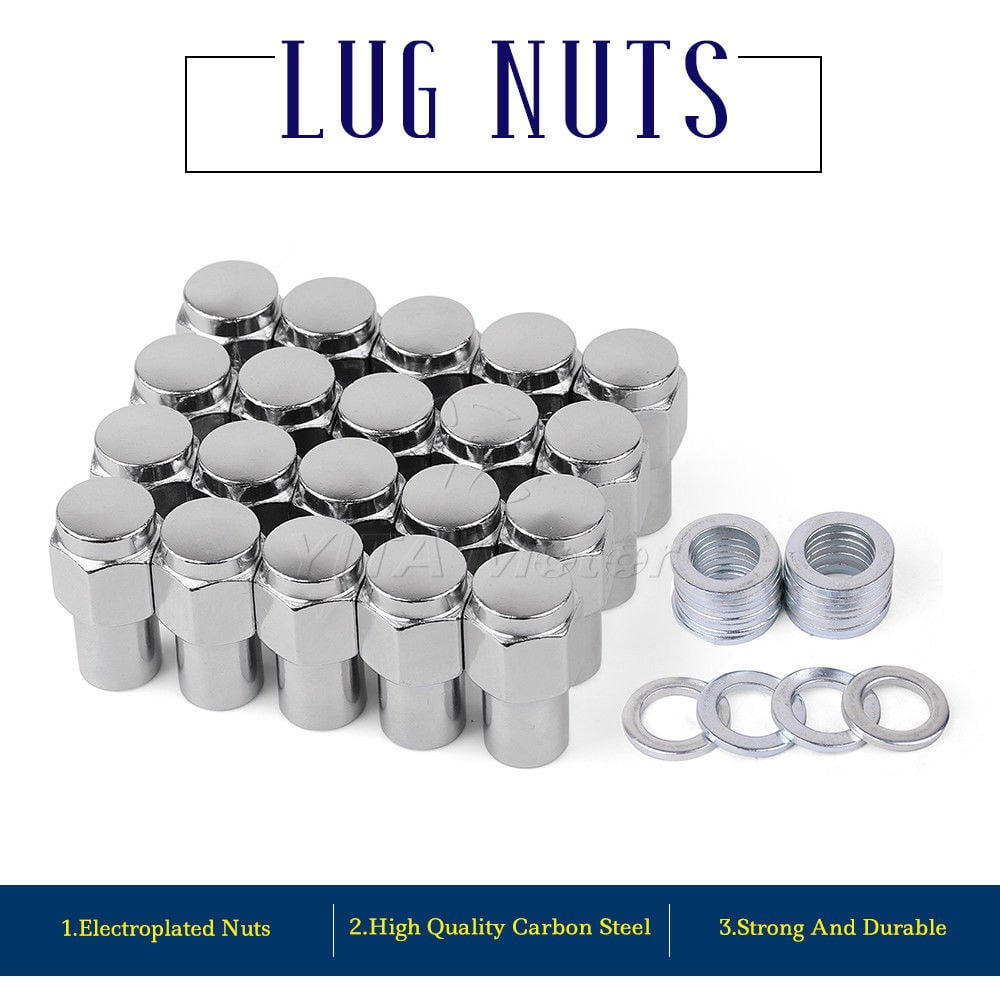 20 Chrome M12x1.5 Mag Style Lug Nuts w/Washer for Toyota Honda Acura