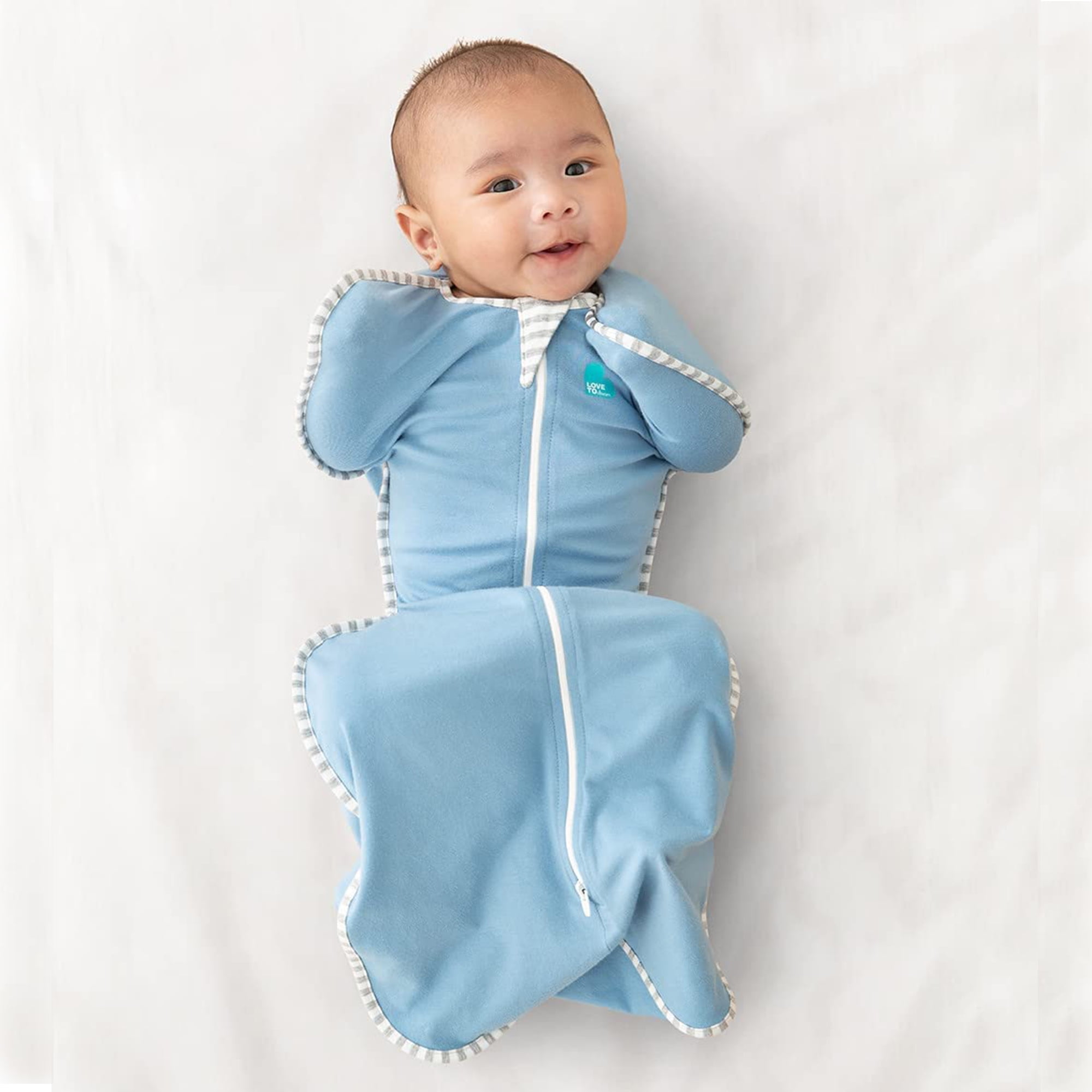 Love to Dream Swaddle Up Baby Sleep Sack, Arms Up Design, Sleep Nearly 2x Longer, Twin Zipper, Cotton, Newborn 5-8.5 lbs, 1.0 TOG, Dusty Blue