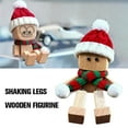 thumbnail image 3 of 2 PCS Funny Christmas Wooden Man Figurine with Swaying Feet, Figurine in Santa Hat & Scarf for Car Dashboard, Includes 12 Magne-tic Expressions, Cute Holiday Ornament, 3 of 8