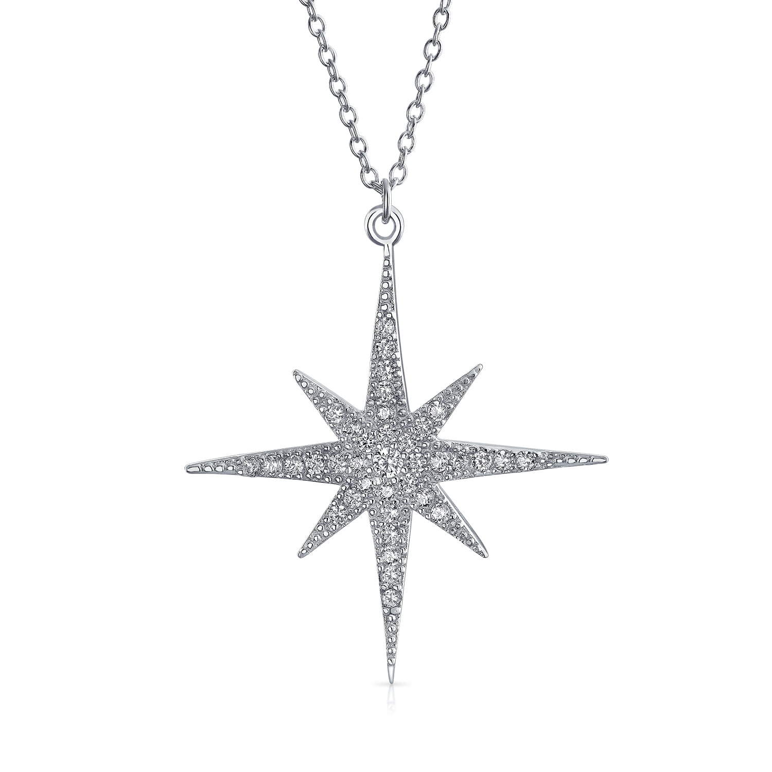 Gold Star Pendant Gold North Star Necklace Women Necklace CZ Sun Necklace