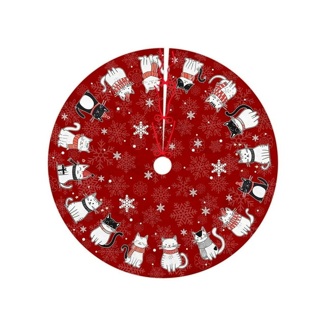 Classic Christmas Tree Skirt and Collar Set for Winter Party Celebration Decorative
