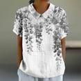 thumbnail image 2 of Birdeem Blouses pour Femmes T-Shirt Décontracté Imprimé Mode Manches Courtes Col Poupée Mignon Coton et Lin Blouse, 2 of 12
