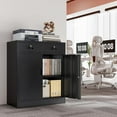 thumbnail image 5 of CJF Metal Storage Cabinet, Locking Cabinet with Adjustable Shelf and 2 Drawers, Metal Cabinets for Office, Home, Garage 36" H x 32" W x 16" D (Black), 5 of 16