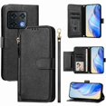 thumbnail image 4 of Funda para OnePlus 10 Pro 5G con cremallera tipo cartera, tarjetero, marco de fotos, soporte y cordón, de piel sintética. Negro, 4 of 5