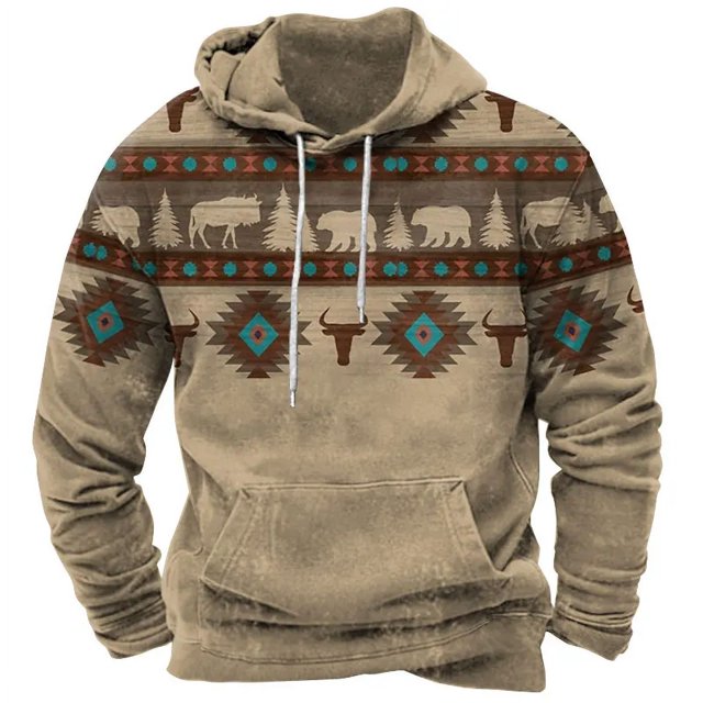 Sudadera con capucha retro para hombre, sudadera con capucha con estampado 3D de Yellowstone Park para hombre, nueva moda urbana, sudadera con capucha de hip hop de invierno súper grande, ropa para ho