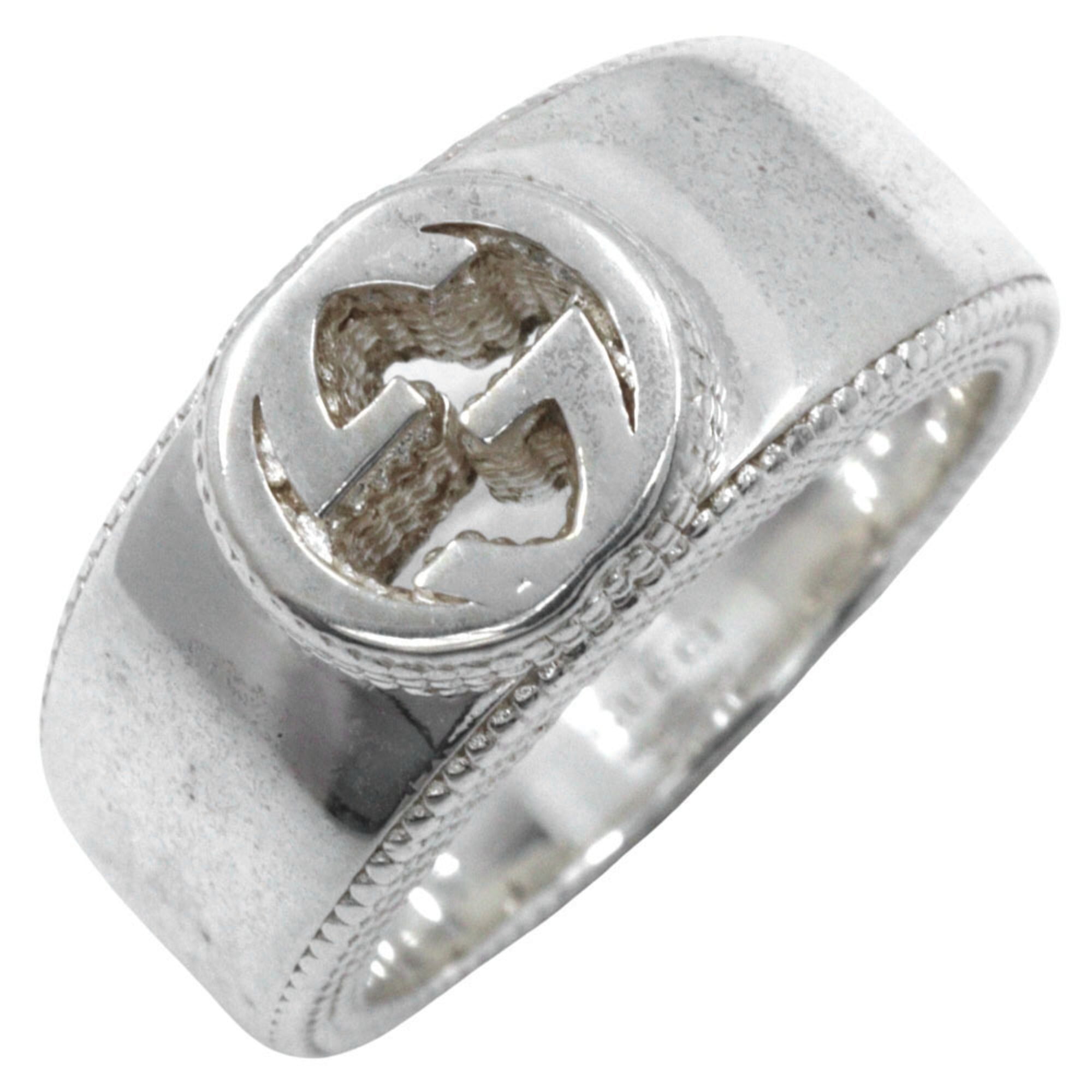 Pre-Owned GUCCI G Logo Cutout Ring, 925 Sterling Silver, Men's
