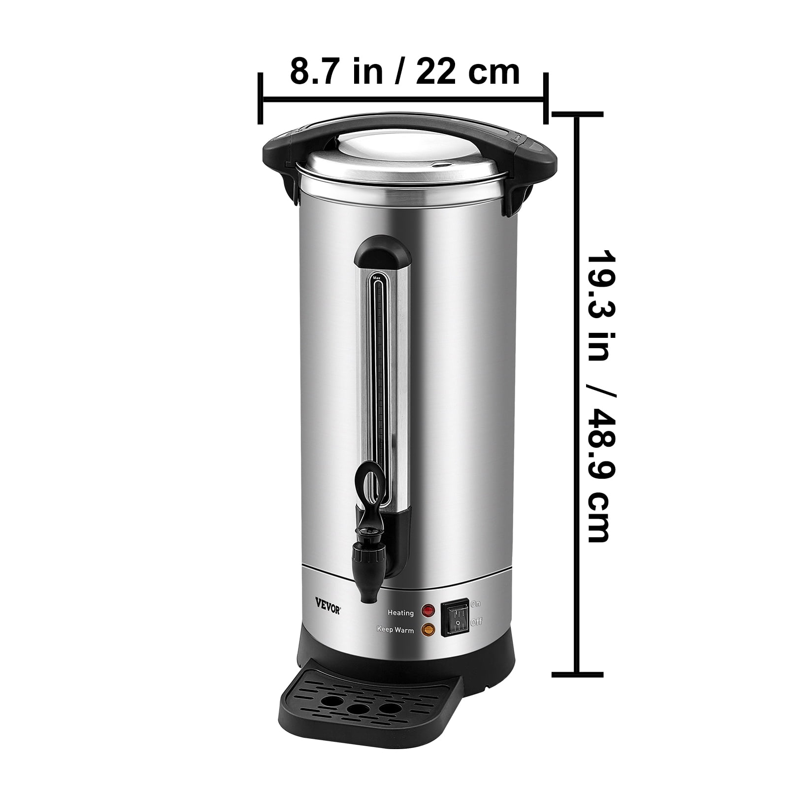 VEVOR Commercial Coffee Urn,110 Cups Stainless Steel Large Coffee Dispenser, 1500W 110V Electric Coffee Maker Urn For Quick Brewing,Hot Water Urn with Detachable Power Cord