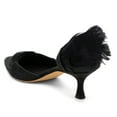 thumbnail image 3 of FSJ Women Graceful Faux Feather Pointy Closed Toe Slip-on D'Orsay Kitten Low Heels Satin Pumps Ladies Party Dress Slide Shoes Size 12 Black, 3 of 4