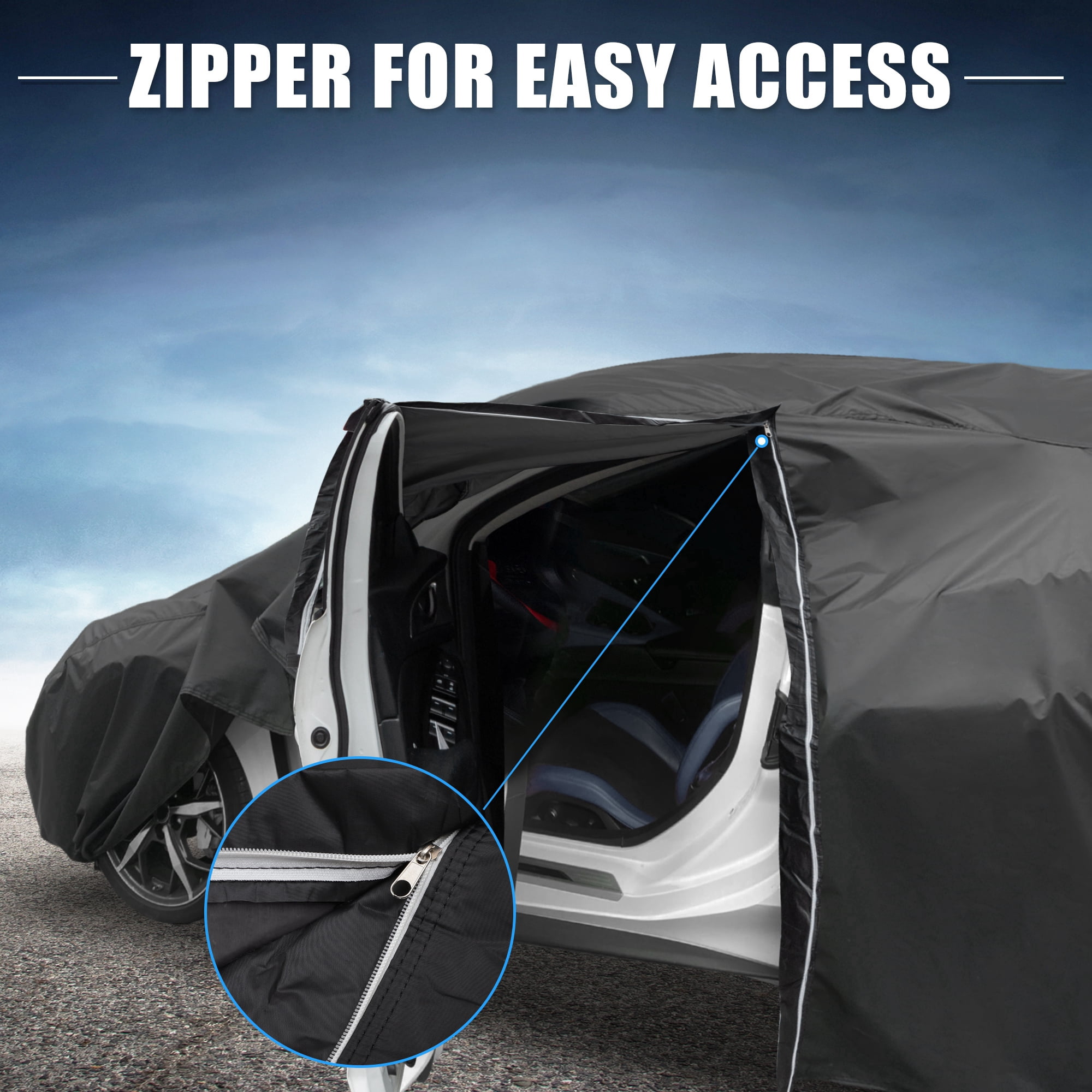 Unique Bargains Car Cover 210D-PU Oxford Outdoor Full Car Cover Waterproof Windproof Black for Tesla Model Y 2020-2023