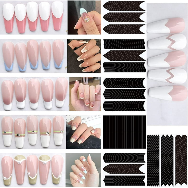 French nail stickers (French Tip Nail Stickers Self-Adhesive