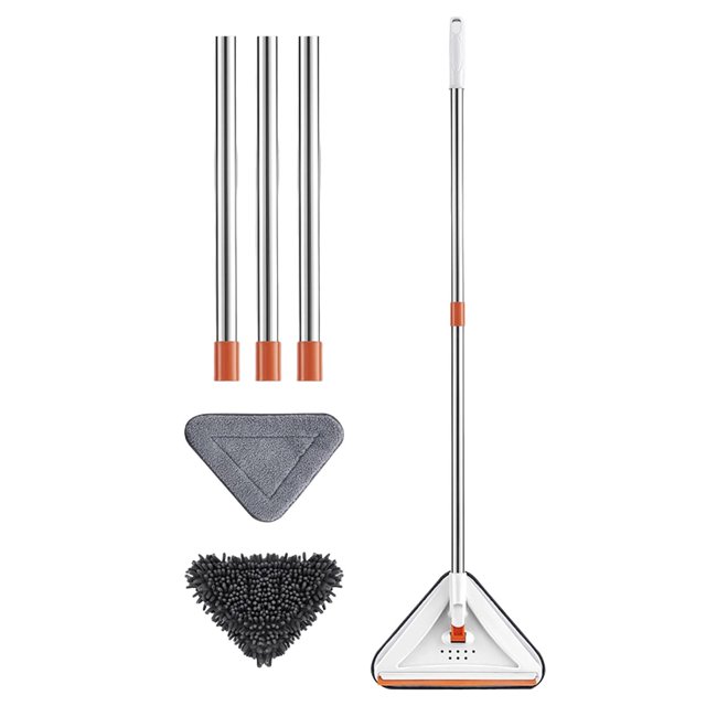 Wall Cleaner Mop With Long Handle 2025 Upgrade 360° Rotatable Adjustable Triangle Cleaning Mop Extendable Wall Shower Cleaning Brush Dish Pans for Kitchen Large Refrigerator Stainless Wipes
