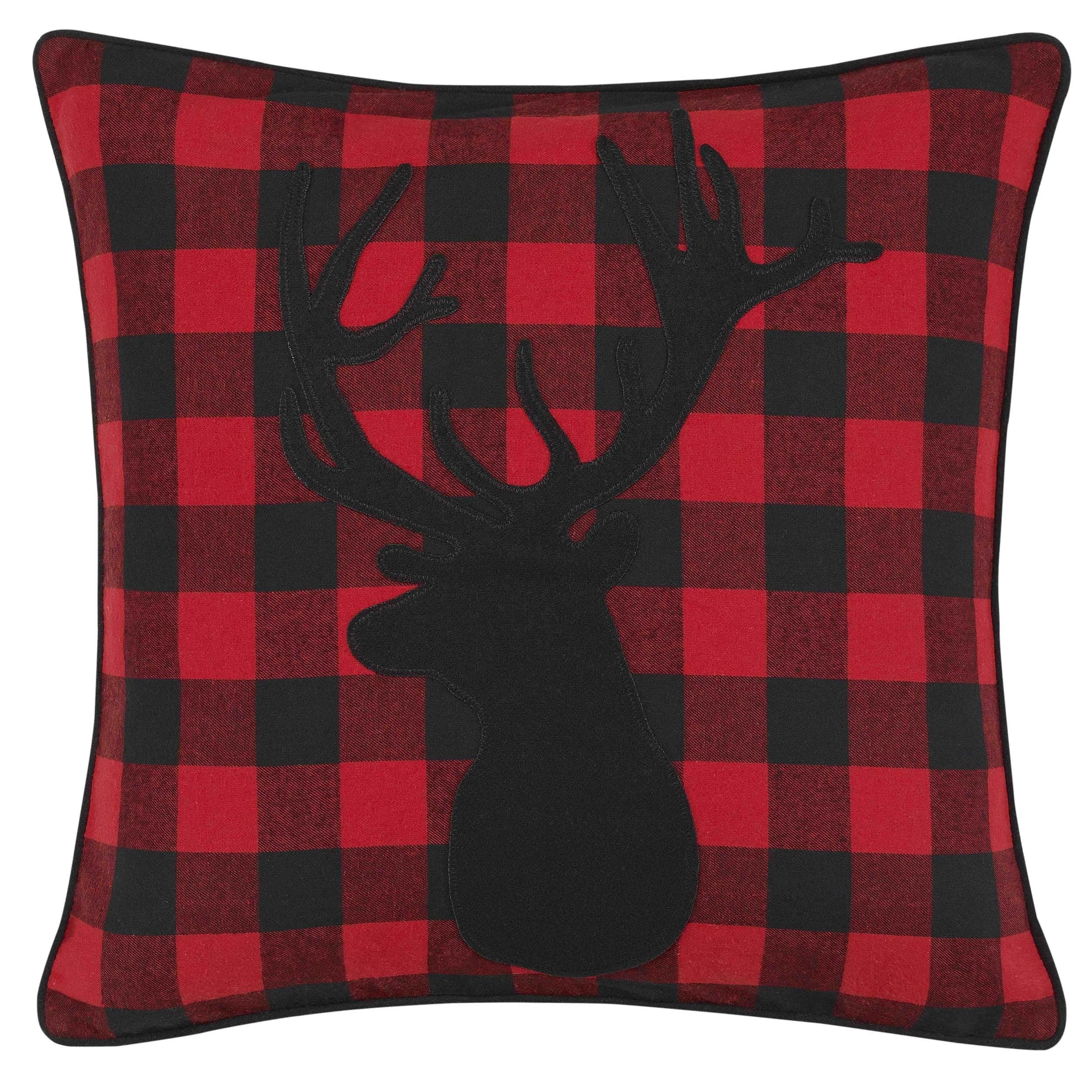 Eddie Bauer Cabin Plaid Stag Head Throw Pillow