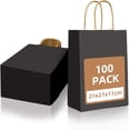 thumbnail image 1 of Bolsas de Regalo Kraft 100 Piezas, 27x21x11 cm, Asas Resistentes 3 kg, Para Mayoreo, Boutiques, Bodas, Cumpleaños, Posadas (Negro-b), 1 of 4