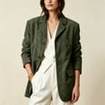 thumbnail image 5 of Women Suede Like Blazer Jacket Lapel Notched Collar Single Breasted Long Sleeve Casual Office Coat with Side Patch Pockets Loose Relaxed Fit Outerwear Army Green,L, 5 of 7