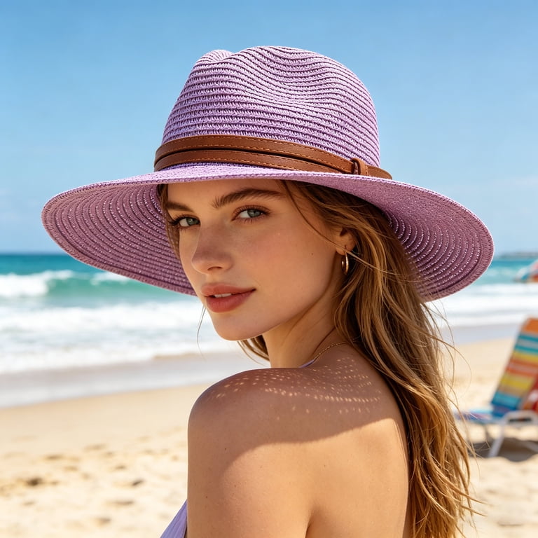 UPF 50+ Sun Hat with Faux Leather Band - Packable & Adjustable A classic design, available in SIX colors, the Kristy Fedora  main image 3