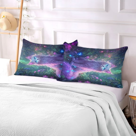 Pillow Case Plush Pillow White Cat Case standard size/King size/Queen size Bed Pillow Pillowcases