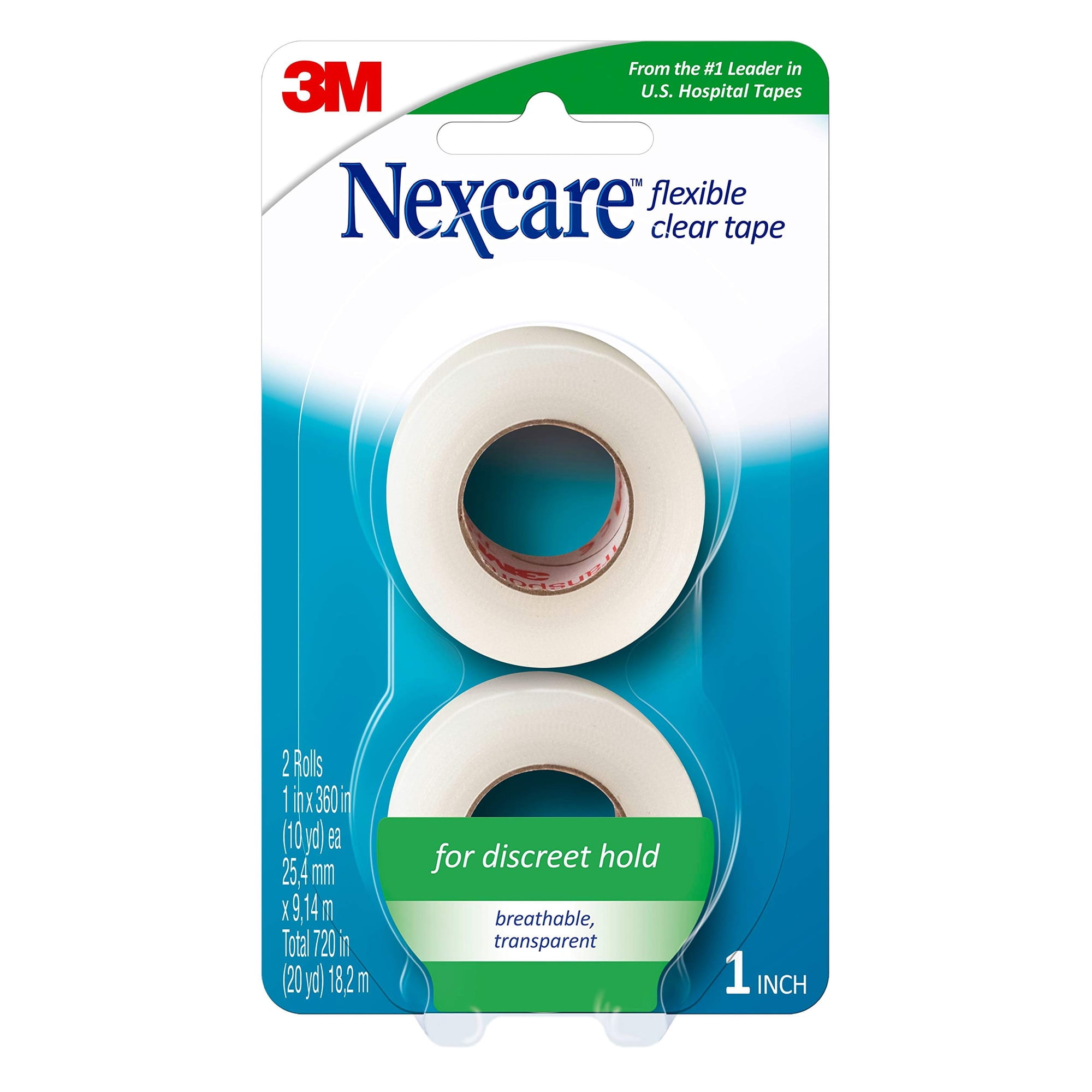 Nexcare Flexible Clear, 771-2Pk-CA, 1 In X 360 In 2 Pk (25,4 mm X 9,14 M)