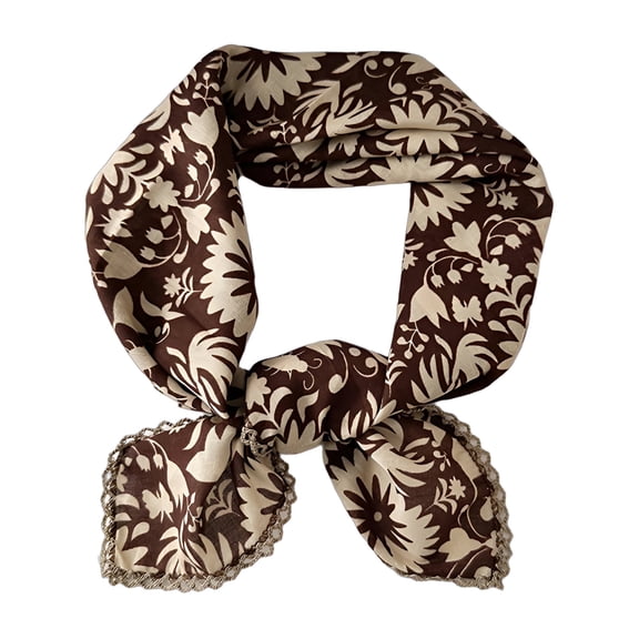 TELOLY 2026 New Bandanas for Women,Floral Decorative Brown Bandana,Ladies Bag Scarf,Coffeecolor