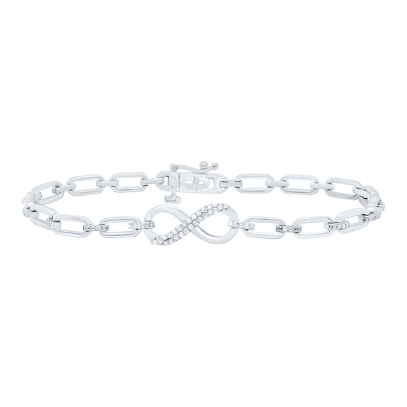 925 Sterling Silver Diamond Women's Rectangle Infinity Tennis 7" Bracelet 1/4 CT