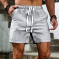 thumbnail image 2 of Men Summer Shorts Pack Summer Linen Striped Shorts for Men Lightweight Elastic Waist Casual Bottoms with Pockets Black S, 2 of 9