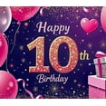 thumbnail image 3 of Glamorous Glittery 10th Birthday Banner Balloons Heart Gift Box Background Party Decoration Supplies Photography Props Birthday Party Decorations Backdrop, 3 of 7