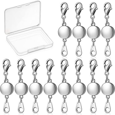12 Pieces Locking Magnetic Jewelry Clasp Round Necklace Clasp Closures Bracelet Extender for Jewelry Making (Silver)