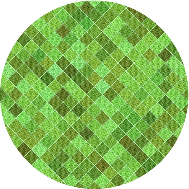 Ahgly Company Machine Washable Indoor Square Transitional Emerald Green Area Rugs, 3' Square