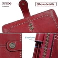 thumbnail image 3 of Cartera para pasaporte de viaje con bloqueo RFID, porta pasaporte familiar, color vino tinto, 3 of 5