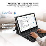 Android 16 Tablet, 10.1 Inch FHD Display, 12GB RAM 64GB ROM /1TB TF, MTK6769 CPU+13MP Camera, 8000mAh, Widevine L1, 2 in 1 Tablets with Keyboard Mouse Stylus