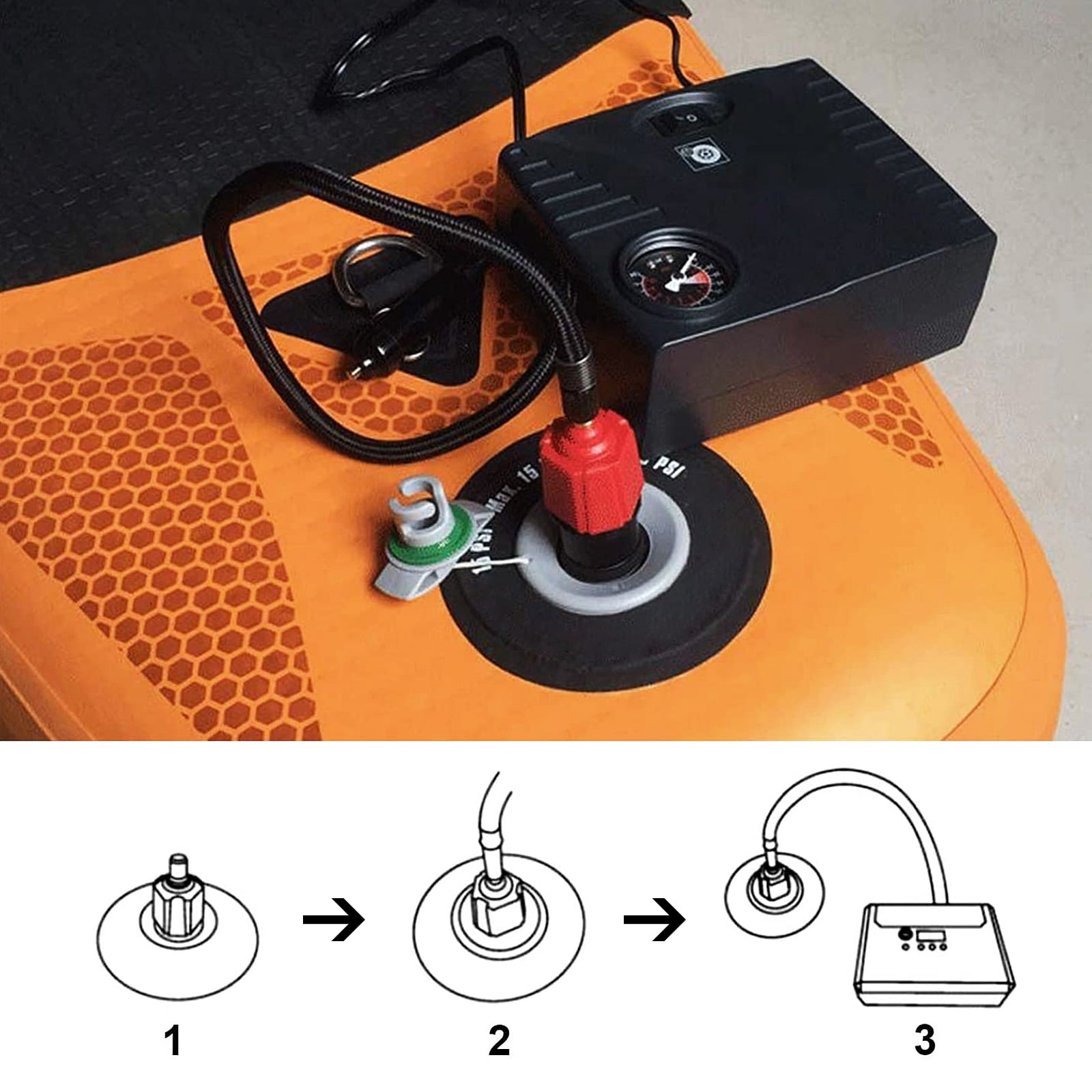Adaptateur Universel SUP MDLSD – 5 Embouts, Alliage Costaud, étanche, Pour Kayak, Planche à Pagaie, Matelas, Bouée (gonfleur)