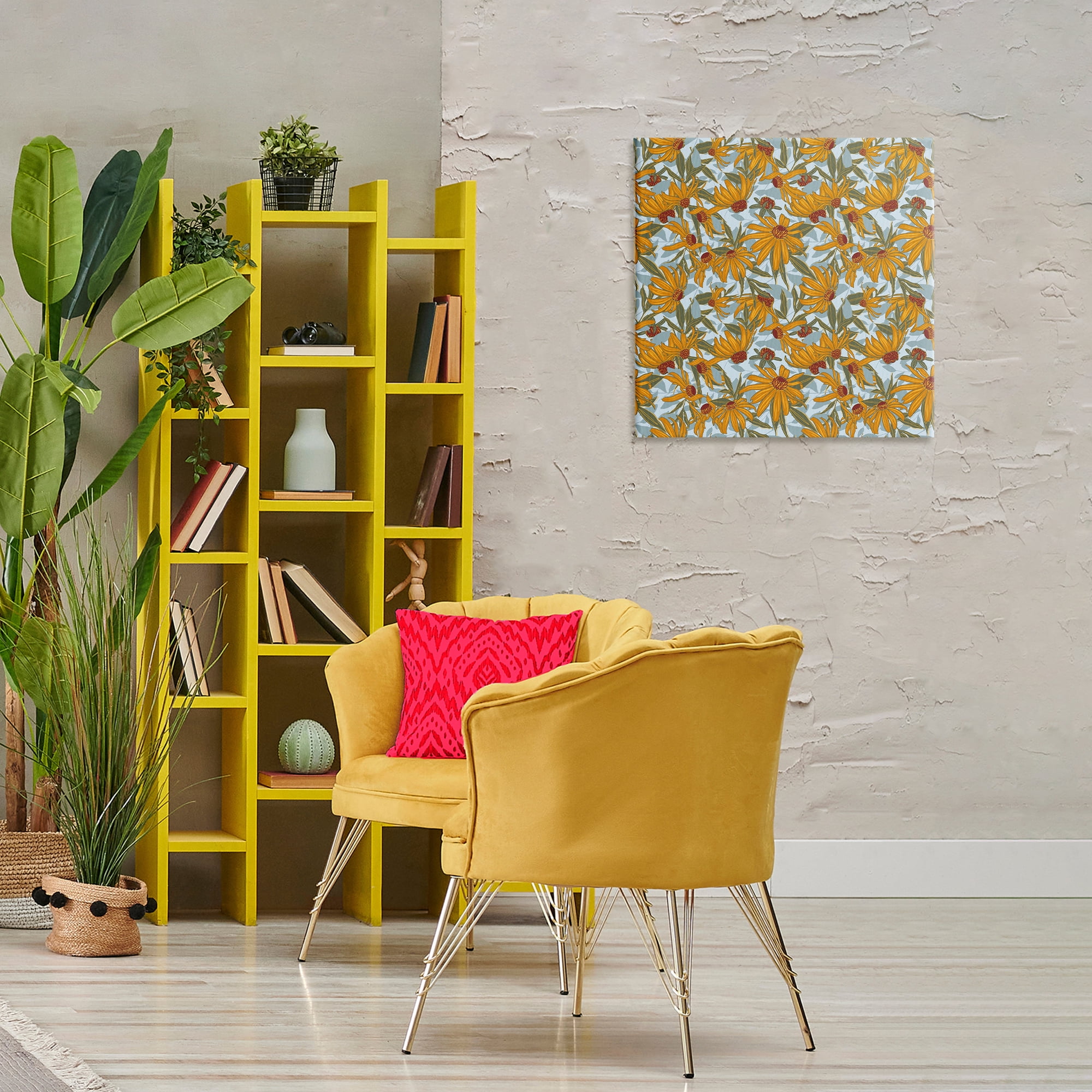 Stupell Industries Black Eyed Susan Pattern Plants & Flowers Painting Wrapped Canvas Art Print Wall Art, 24 x 24