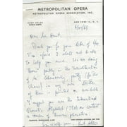 Kurt Adler Signed 1969 Handwritten Letter on Metropolitan Met Opera Letterhead