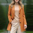 thumbnail image 2 of Women's Elegant Single-Breasted Wool Coat - Mid-Length Solid Color Long-Sleeved Winter Outerwear, Yellow, M, 2 of 5