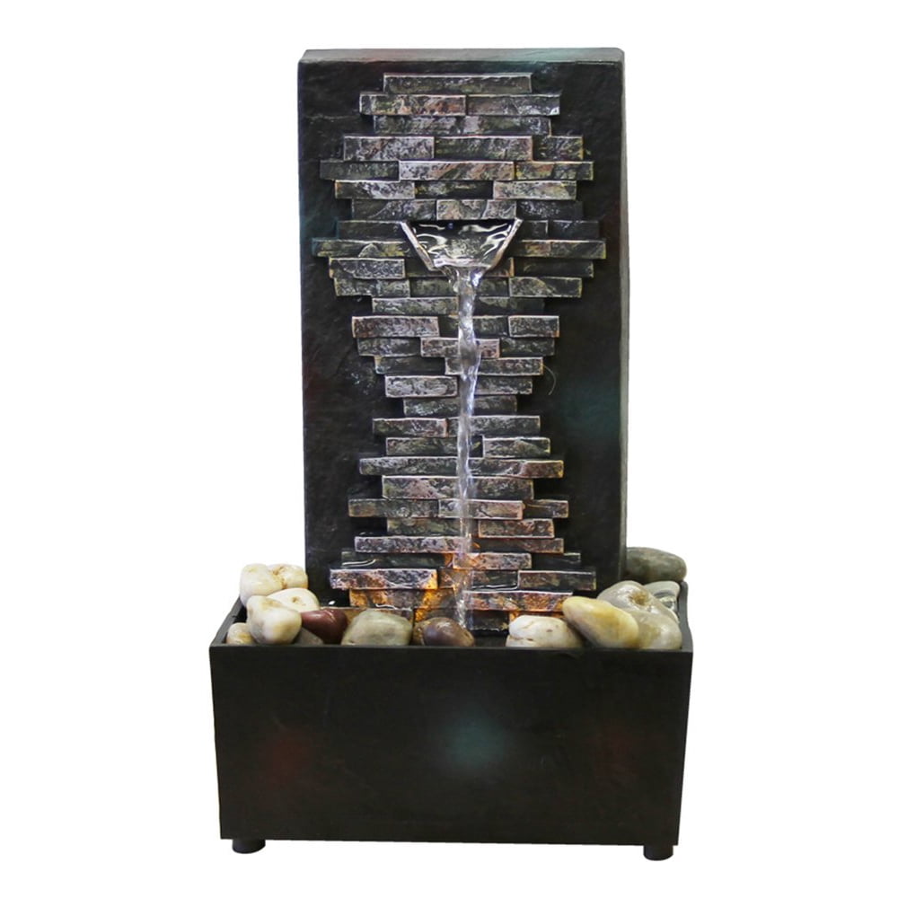 Nature's Mark Slate Brick Wall LED Relaxation Water Fountain with