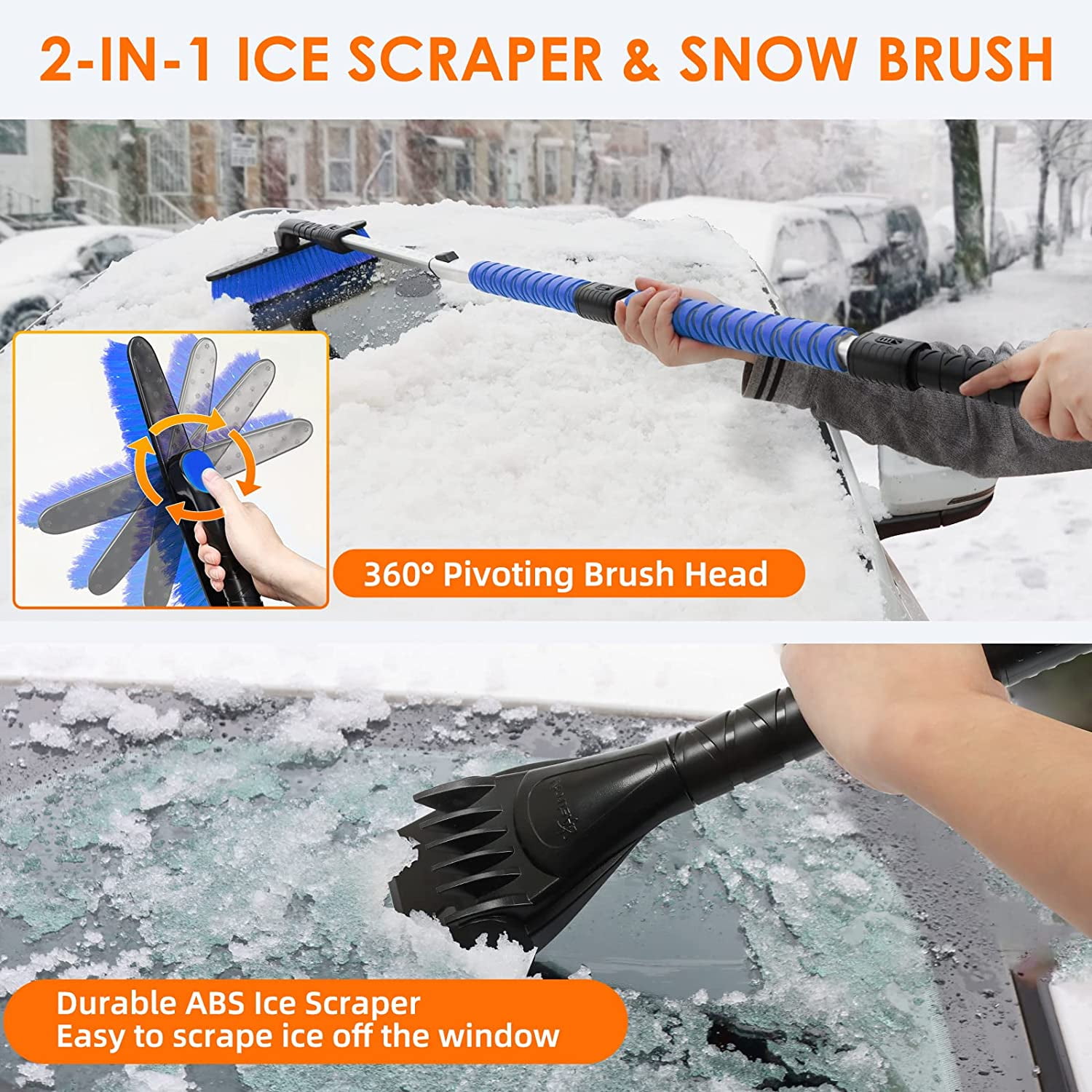 AstroAI 27 Inch Car Snow Brush and Detachable Ice Scraper, Snow Brush for  Car, 1 Pack Blue
