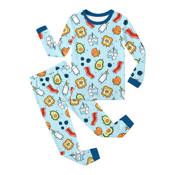 Tisuna Fall Pajamas Set For Kids Girls Elegant Long Sleeve Crew Neck Graphic Print Tops And Pants Sleepwear Children'S 2 Pieces Indoor Wear Clothes Set Size 3-4 Years