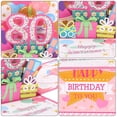 thumbnail image 4 of Tarjeta de cumpleaños 80 de Uxcell, tarjeta de cumpleaños emergente con tarjeta de saludo y sobre para mujeres y amigas, rosa, 4 of 6