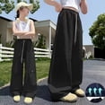 thumbnail image 2 of JAJAHO Girls Summer Casual Pants Lightweight Sportswear For Kids Teens Wide Leg Elastic Waist Drawstring Pants 5-16Y Versatile Trousers, 2 of 4