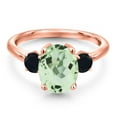 thumbnail image 3 of Gem Stone King 2.84 Ct Oval Green Prasiolite Black Onyx 18K Rose Gold Plated Silver Ring, 3 of 6