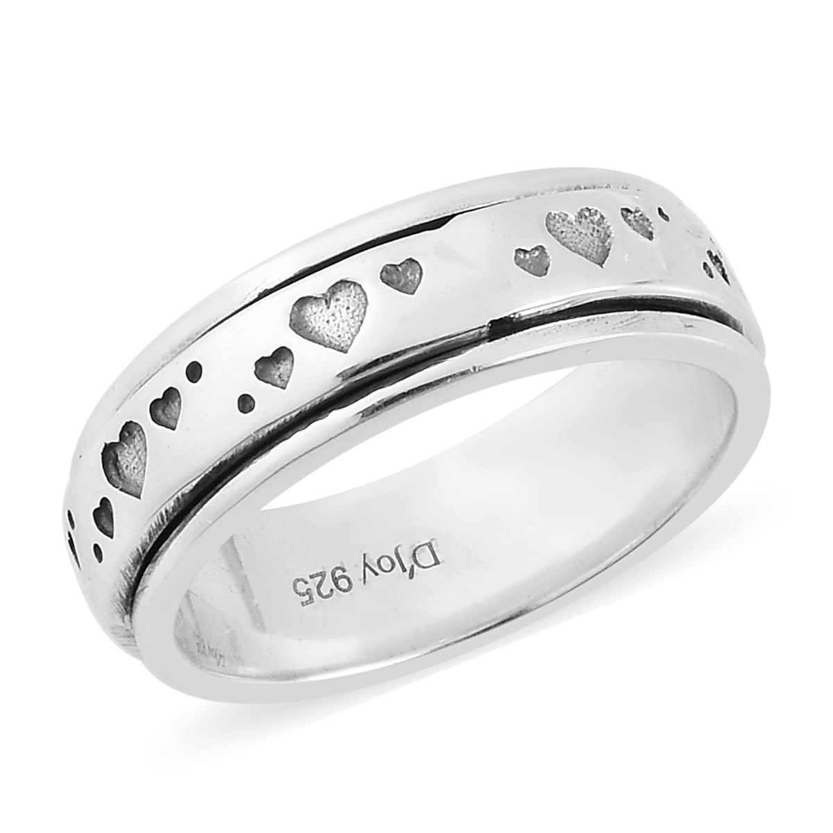 Shop LC Women Jewelry 925 Sterling Silver Heart Spinner Band Anxiety Ring -  