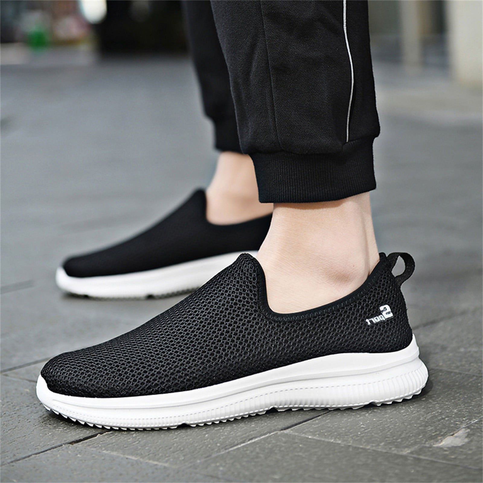 Peaskjp Mens Tennis Shoes Men's Lightweight Breathable Soft Bottom Non Slip Training Sneaker Walking Shoe Grey 9