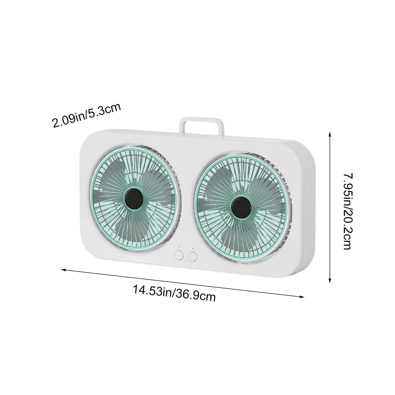 Weloille Double Head Wall Mountable Fan 1 Piece, with 1 USB Cable, 2 Speed Adjustable Quiet Operation Fan, 360 Degree Rotation Cooling Fan for Home Office Bedroom Dorm Kitchen