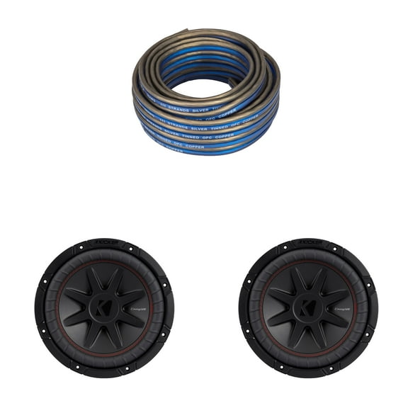 Kicker (2) 52CVR104 - CVR10 CompVR 10-Inch (25cm) Subwoofer, DVC, 4-ohm w/ Speaker Wire Bundle