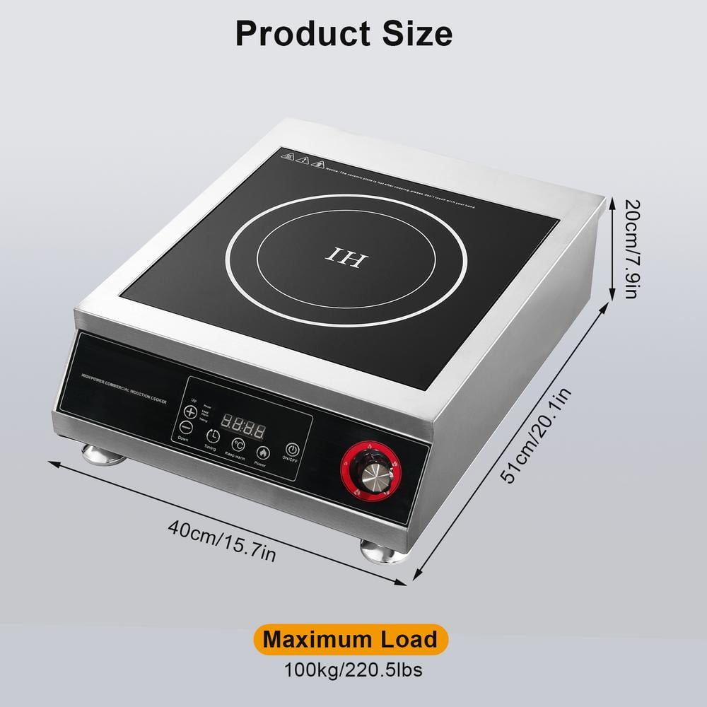 Mulaxen Commercial Induction Cookers, 5000W Induction Burner with 10 Power levels,Portable Ceramic Infrared Hot Plate, Countertop Burner with Warm Function, Black, 110V