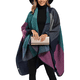 thumbnail image 4 of Capa tipo poncho tipo chal con bloques de colores para mujer, de talla grande, con abertura frontal, suéter largo de invierno, 4 of 5