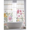 thumbnail image 6 of Sheer Curtain Panels Flowers Butterfly Rod Pocket Voile Window Curtains Floral Wood Window Treatments Ligh Filtering Privacy Curtain Drapes for Bedroom Living Room 2 Panel Set 96 Inch Length,, 6 of 9