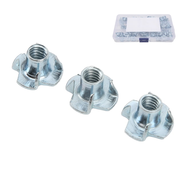Tuerca 80 Piezas Tuerca En T Kit De Tuercas Ciegas En T De 4 Puntas Kit Surtido De Tuercas En T De Acero Al Carbono De 1/4 De Pulgada Para Equipos Electrónicos RV