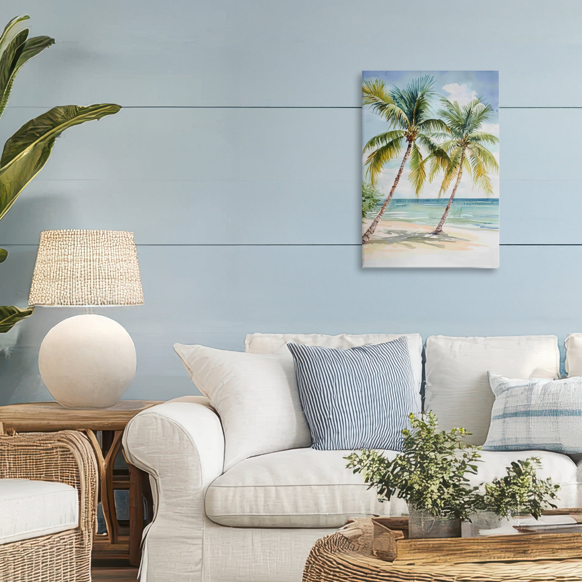 Stupell Industries Shady Palm Beach Escape Canvas Wall Art, design by Petal Prints Design