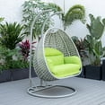 thumbnail image 2 of LeisureMod Mendoza Light Gray Wicker Patio Double Swing Chair in Light Green, 2 of 11